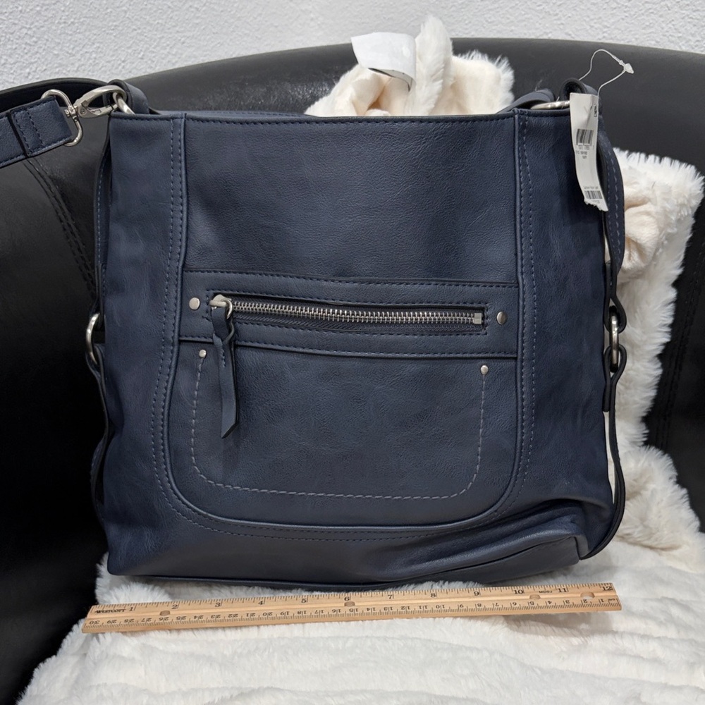 INC. Navy Blue Leather Shoulder Bag